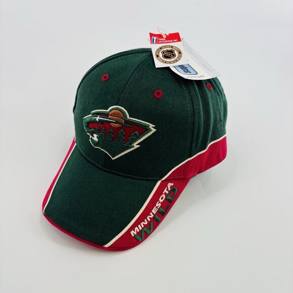 Vintage Minnesota Wild Hat Cap Strap back Green Red NHL Hockey Lodge - Picture 1 of 6